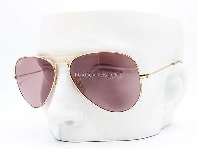 #ad Ray Ban RB 3025 001 15 Aviator Sunglasses Shiny Gold Polarized Pink Legend 58mm