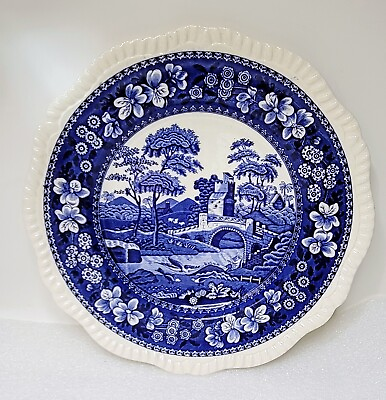 #ad Spode Blue Tower Porcelain Ceramic Plate Vtg dinnerware serving gift Christmas