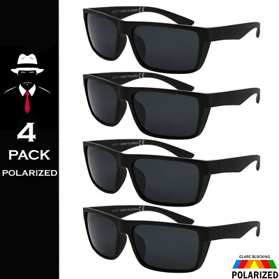 #ad Polarized Sunglasses 4 Pack Sport Sunglasses OG Black Frame Sport Polar New