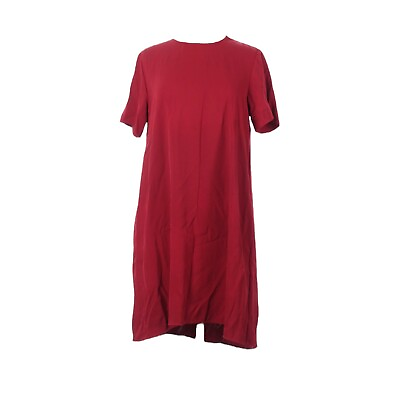 #ad Everlane Womens Dress Size 12 Red Classic Short Sleeve Shift Pockets Triacetate