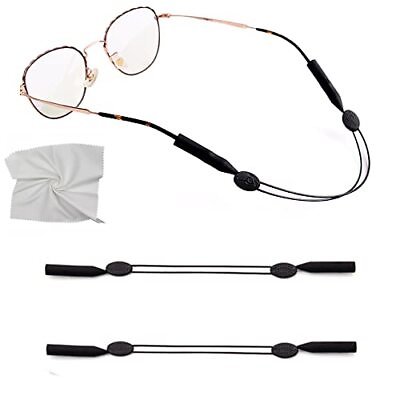 #ad Glasses Strap Adjustable No Tail Eyeglass Strap for Men Women Nylon A2 black