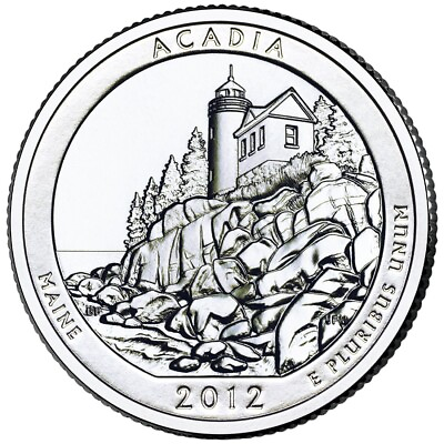 #ad 2012 D Acadia National Park Quarter. ATB Series Uncirculated From US Mint roll.