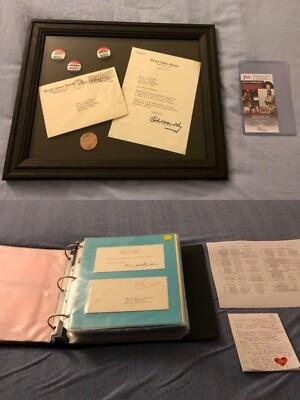 #ad Vice President Hubert H. Humphrey signed frame 67 Political Letters cards lot
