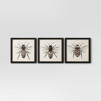#ad 3pk 12quot; x 12quot; Bees Framed Wall Canvases Threshold $30.99