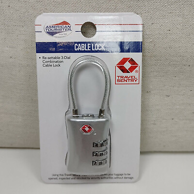 #ad 3 Dial Combination TSA Accepted Cable Lock Resettable Luggage Travel Silver