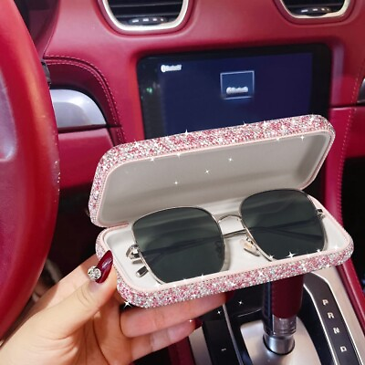 #ad Lady Bling Pink Crystal Rhinestone Eyeglasses Glasses Case Hard Shell Case