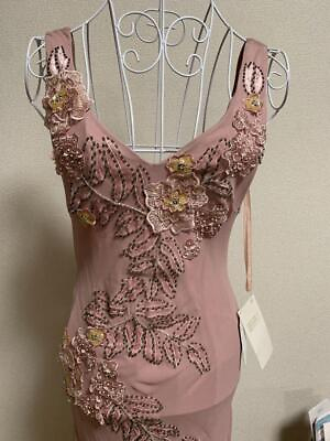 #ad Sue Wong Slip Beaded Party Dress Sleeveless 2 Midi Pink 100% Silk Embroidery
