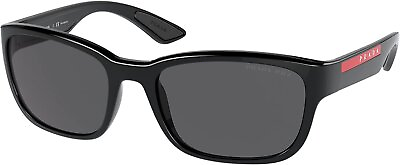 #ad Prada Linea Rossa PS 05VS 1AB02G 57mm Black Dark Gray Polarized Sunglasses