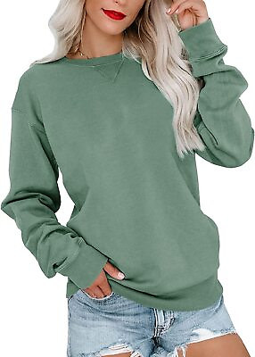 #ad Bingerlily Womens Casual Long Sleeve Sweatshirt Crew Neck Cute Pullover Relaxed