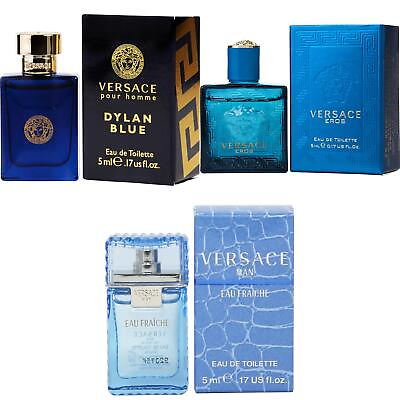 #ad 3pc Mini Gift Set Versace Dylan Blue Eros Men Man Eau Fraiche 5ml 0.17ozNEW