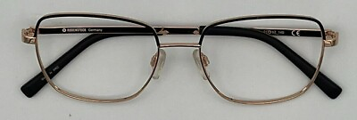 #ad Rodenstock Womens Metal Eyeglass Frame Beth RR 220 51 17 Gold w Black Trim