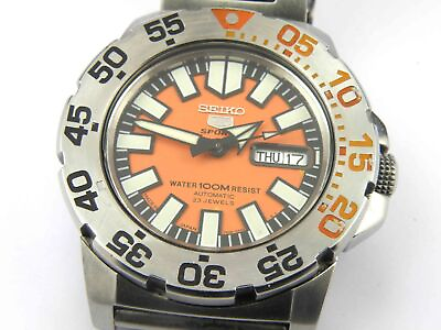 #ad Gents Seiko 5 Sports Orange Automatic Watch 100m