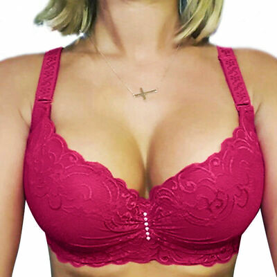 #ad Womens Push Up Bra Super Boost Lace Support Plunge Underwired Bras C D DD Cup
