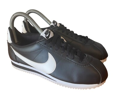 #ad Nike Classic Cortez Womens 6.5 Black Leather Low Shoes Sneaker Casual 807471 010