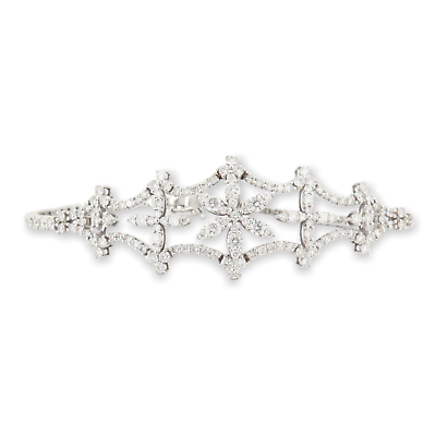 #ad .A 4.75ct Diamond Set 18ct White Gold Statement Bracelet 18cm Long Val $13890