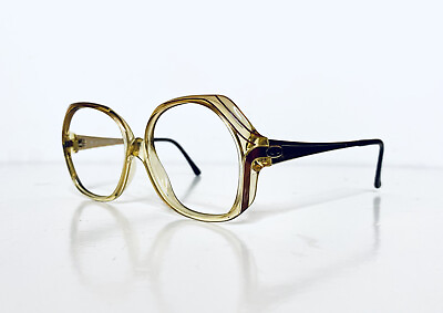 #ad Vtg Christian Dior Amber Yellow Lucite Oversized Glasses Austria 2256 52 14 135