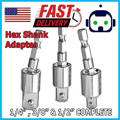 #ad 1 2quot; 1 4quot; 3 8quot; Hex Shank Drill Bit Wrench Socket Adapter Drive Ratchet Extension