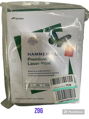 #ad Hammermill Laser Print Office Paper 3 Hole Punch 98 Brightness 24lb Ltr White