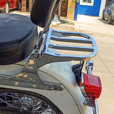 #ad CHROME Luggage Rack For Harley Heritage Softail Classic FLS Dyna Glide Custom