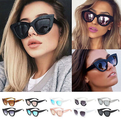 #ad Fashion Womens Cat Eye Sunglasses Large Retro Oversized Designer Eyewear Shades