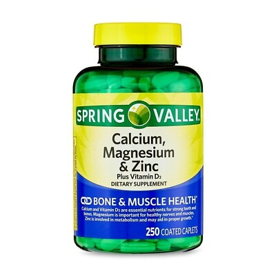 #ad Spring Valley Calcium Magnesium amp; Zinc Plus Vitamin D3 Coated Caplets 250 Ct
