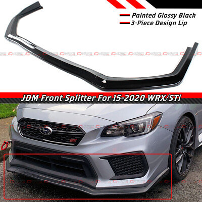 #ad For 2015 2021 Subaru WRX STi CS Style JDM Gloss Black Front Bumper Lip Splitter