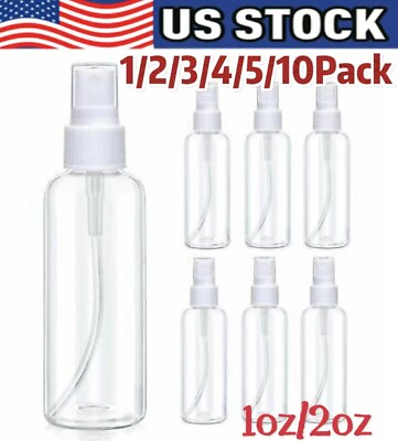 #ad 1 10PCS 30ml 60ml Travel Spray Bottle Plastic Transparent Perfume Empty Atomizer