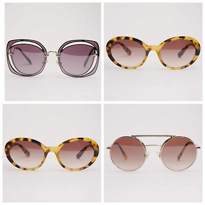 #ad Miu Miu Sunglasses Gold Round Metal Frame Rose Pink Brown Violet Lens 140mm New