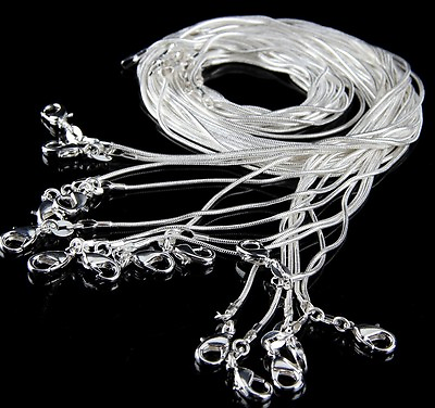 #ad 50pcs Bulk wholesale silver EP snake chain fit for pendant necklace 1.0mm 2mm $28.99