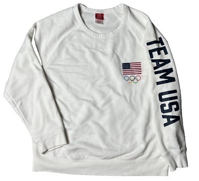 #ad Vintage Official Team USA White Crewneck Sweatshirt Mens L Fast Free Shipping