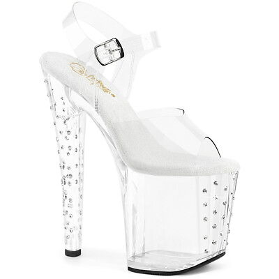#ad Pleaser 8quot; Heel 3quot; Pf Rhinestone Ankle Strap Sandals Women Shoes Enchant 708Rs