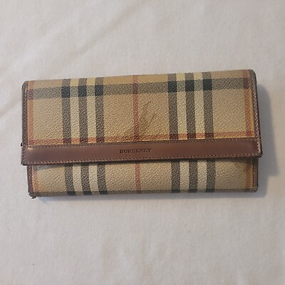 #ad Authentic Vintage Burberry Check Bi Fold Continetal Snap Wallet