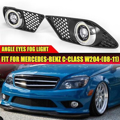 #ad LED Angle Eyes Fog Light Lamps Cover Grill For 08 11 Mercedes Benz C300 W204