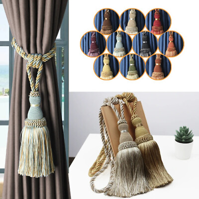 #ad 1Pc Polyester Handmade Hanging Ball Tassels Fringe Curtains Holder Buckle Rope
