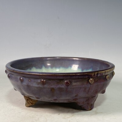 #ad 8.4quot; old antique song dynasty huizong mark guan kiln Porcelain drum nail bowl
