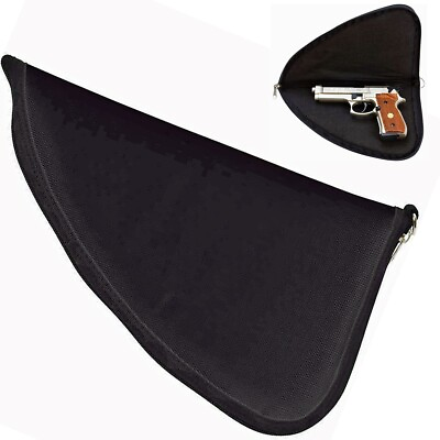 #ad Big Pistol Rug Nylon Black Soft Padded Case Hand Gun Storage Zippered Pouch Bag