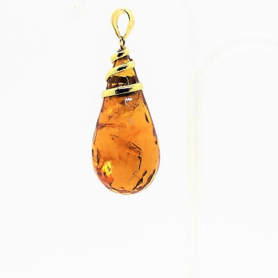 #ad Pendant Yellow Gold 750 And Amber Natural