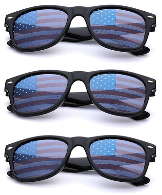 #ad BULK 6PC LOT KIDS USA Flag Lens Retro Square Patriotic Sunglasses Boys Girls