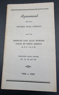 #ad FOSTORIA GLASS amp; American Flint Glass Workers Union AFL CIO BOOKLET 1958 1959