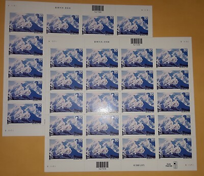 #ad Two Sheets 2 x 20 = 40 of 80¢ Mount MT McKINLEY Denali US Stamps USA Sc # C137 $32.00