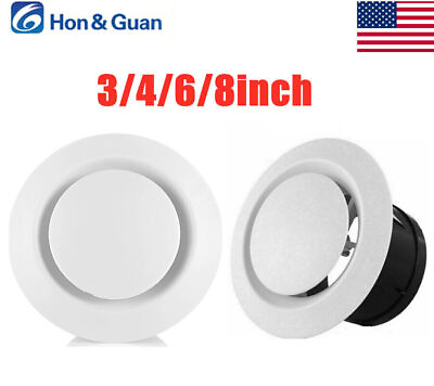 #ad Honamp;Guan 4 8 Inch Adjustable Soffit Air Vent Grille Cover Round Ceiling Diffuser