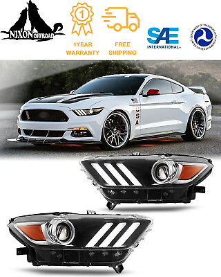 #ad For 2015 2016 2017 Ford Mustang Headlights Projector Headlamps HID Xenon LED DRL