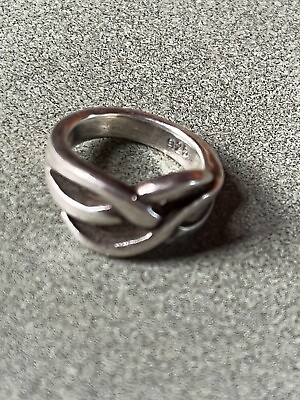#ad Vintage 925 Marked Sterling Silver Open Twist Band Ring Size 2 – top of ring is