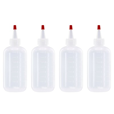 #ad 4 pack of 8oz 240mL Plastic Boston Round Squeeze Bottles Yorker Caps LDPE