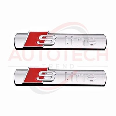 #ad Set of 2 Audi S Line Silver Side Emblem Fender Badge A1 A3 A4 A5 A6 A7 A8 Q5 Q7