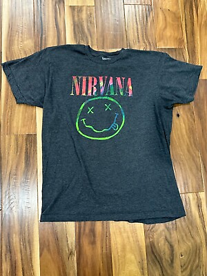 #ad Nirvana Rainbow Smiley Face T shirt Tee Shirt XL Extra Large