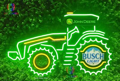 #ad 24quot; John Deere Farm Tractor Busch Light Beer Bar LED Neon Lamp Sign With Dimmer