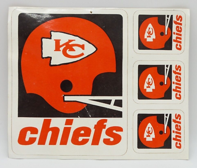 #ad Vintage 1970#x27;s Kansas City KC Chiefs Sheet of 4 Stickers NFL Football Z1330