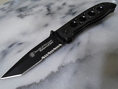 #ad Smith amp; Wesson Extreme Ops Tanto Pocket Knife Folder 7Cr17 Black CK5TBSCP C New
