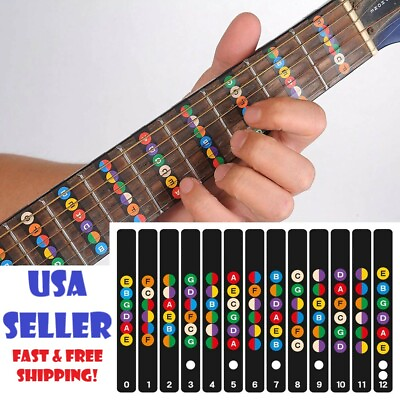 #ad Guitar Fretboard Note Map Decals Stickers for Learning Notes Chords Progressions $5.00